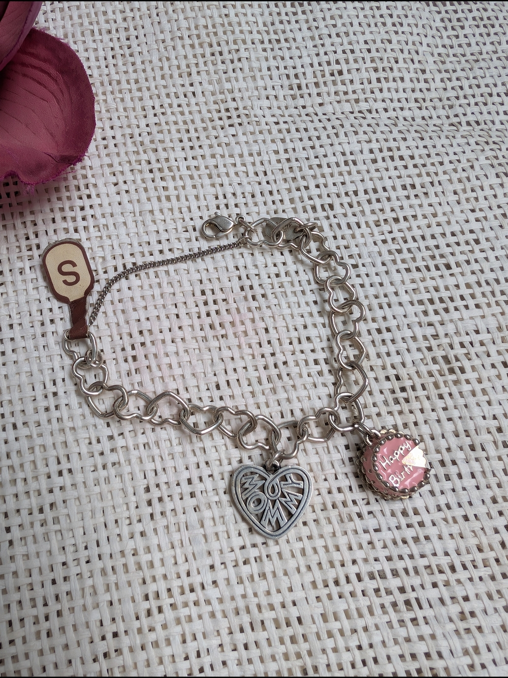 JAMES AVERY CHARM BRACELET WITH 2 CHARMS 925 HEART MOMMY BIRTHDAY CAKE S